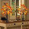 2 Pack & Timer 24 Inch Lighted Maple Tree Fall Decor, Total 48 LED Battery Operated Tabletop Artificial Tree Design Patent Pumpkin & Acorn Thanksgiving Halloween Decoration Home Indoor